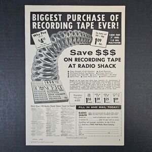 1968 Radio Shack Polyester Concert Recording Tape Vintage Print Ad Fort Worth TX